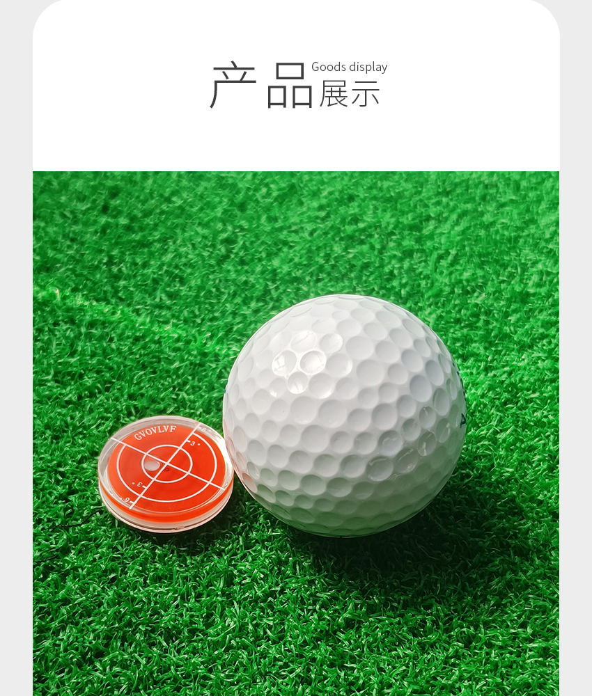 Golf Putting Slope Level Reading Ball Marker + Hat Clip