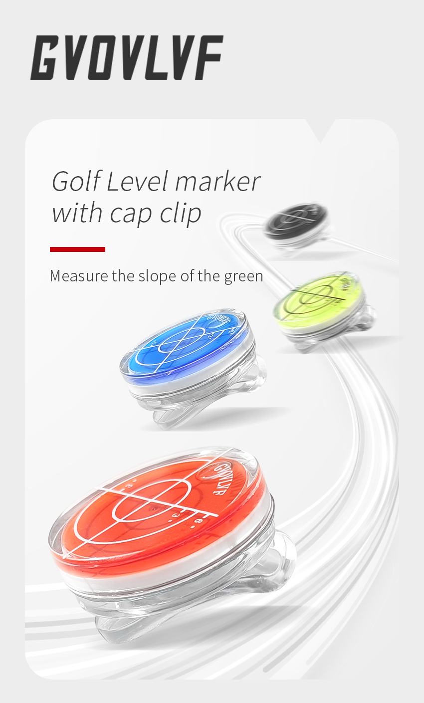 Golf Putting Slope Level Reading Ball Marker + Hat Clip