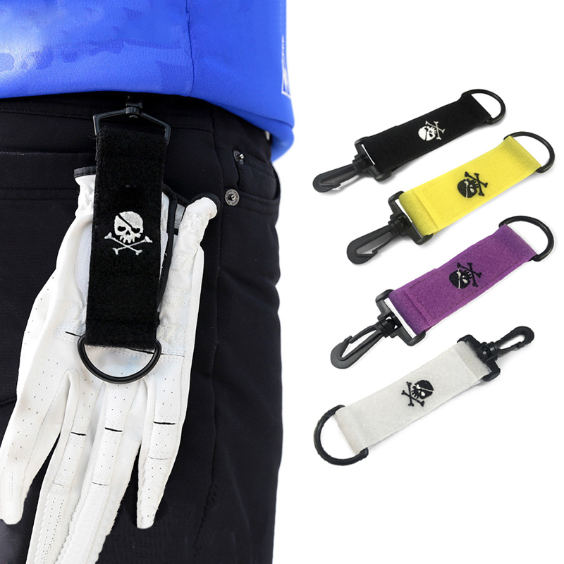 Skull Golf Towel Polyester w Carabiner Hook Magic Tape Cleaning Towel Sports Balls Hands Cleans Clubs Double-Sided Wiping Cloth