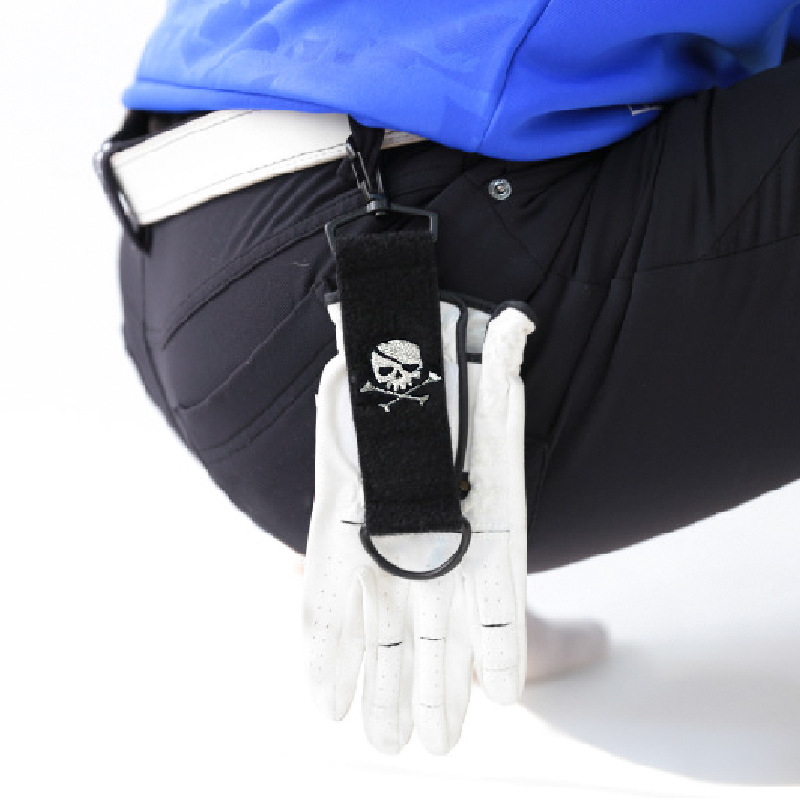 Skull Golf Towel Polyester w Carabiner Hook Magic Tape Cleaning Towel Sports Balls Hands Cleans Clubs Double-Sided Wiping Cloth